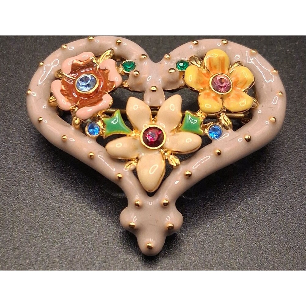 Joan Rivers Classics Collection Victorian Style Heart Bouquet Pin Brooch